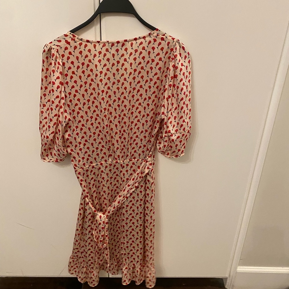 Gerard Darel dress nwt cream with red floral lady like polished sz36 nwt - Picture 6 of 10